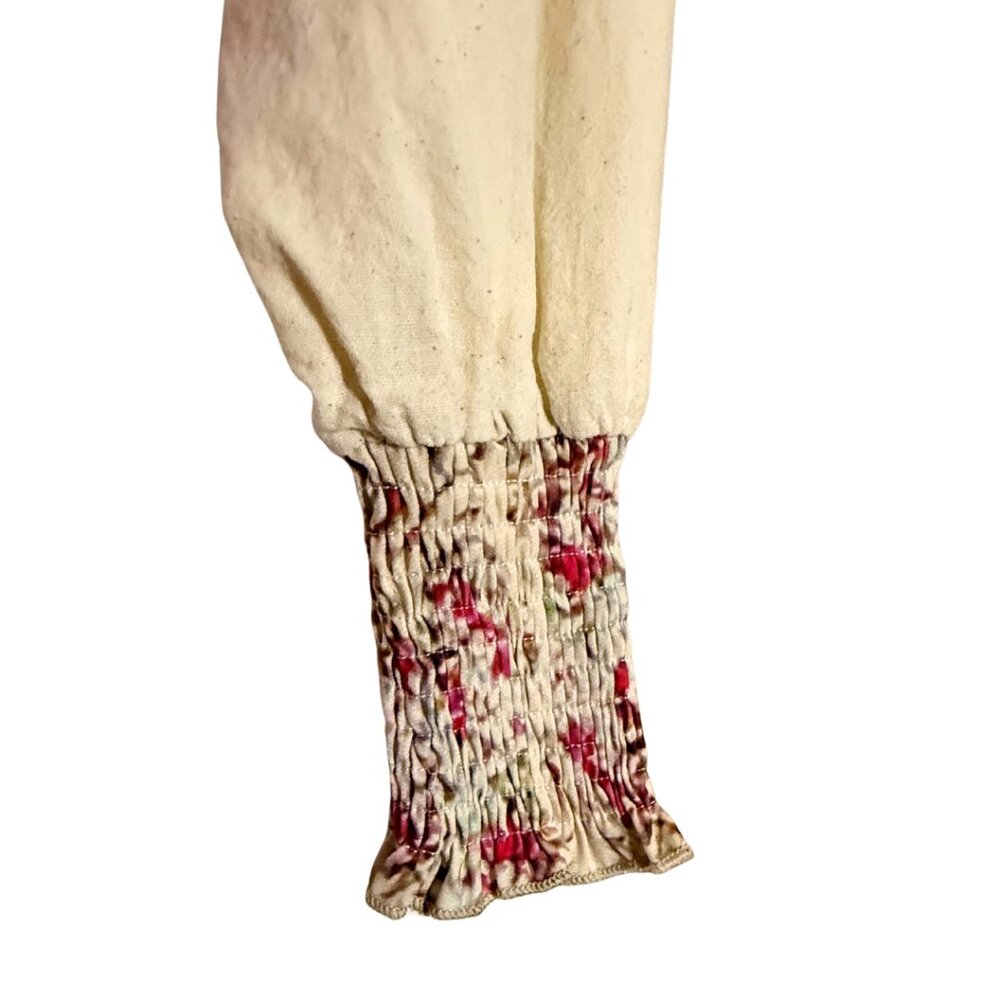 Boho Peasant Maxi Dress V-Neck Long Sleeves Vintage Style Women's Small - Picture 4 of 5